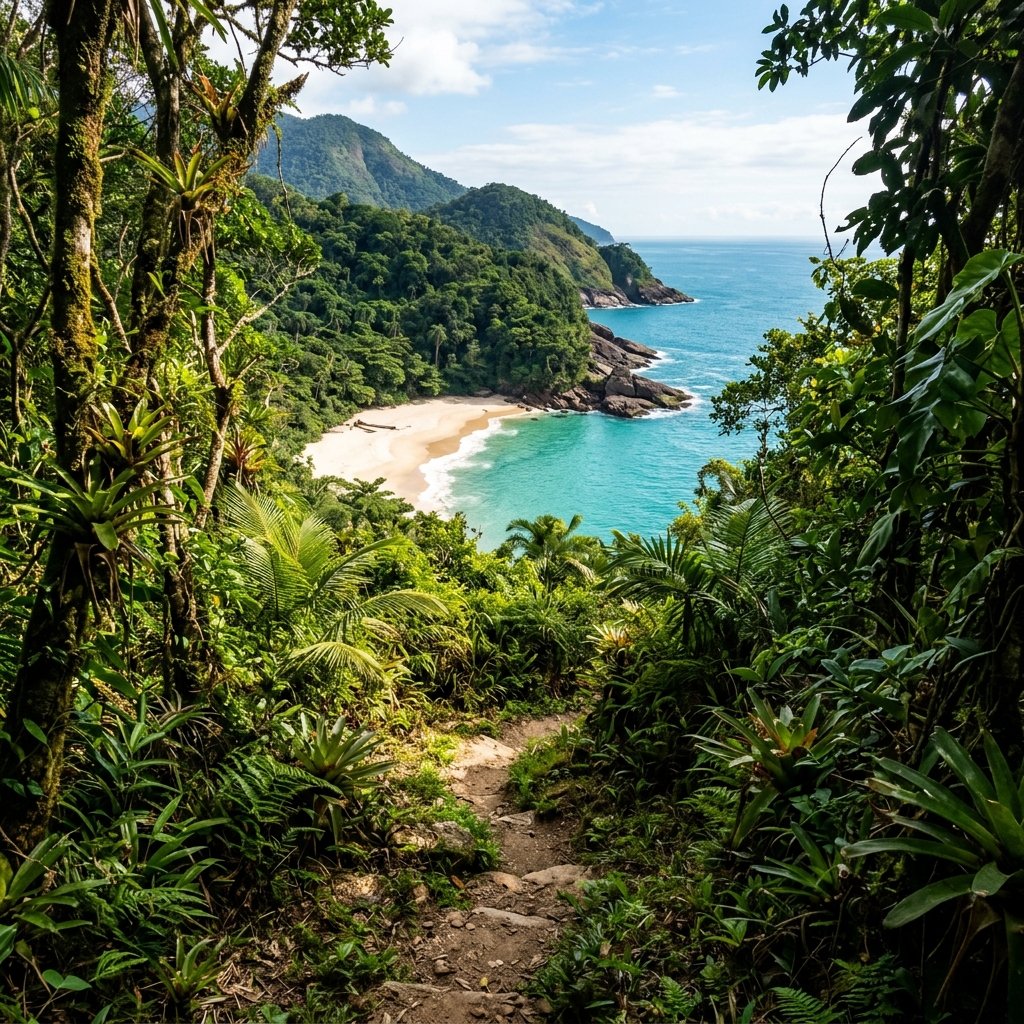 Trilha em meio a Mata Atlântica em Ilhabela